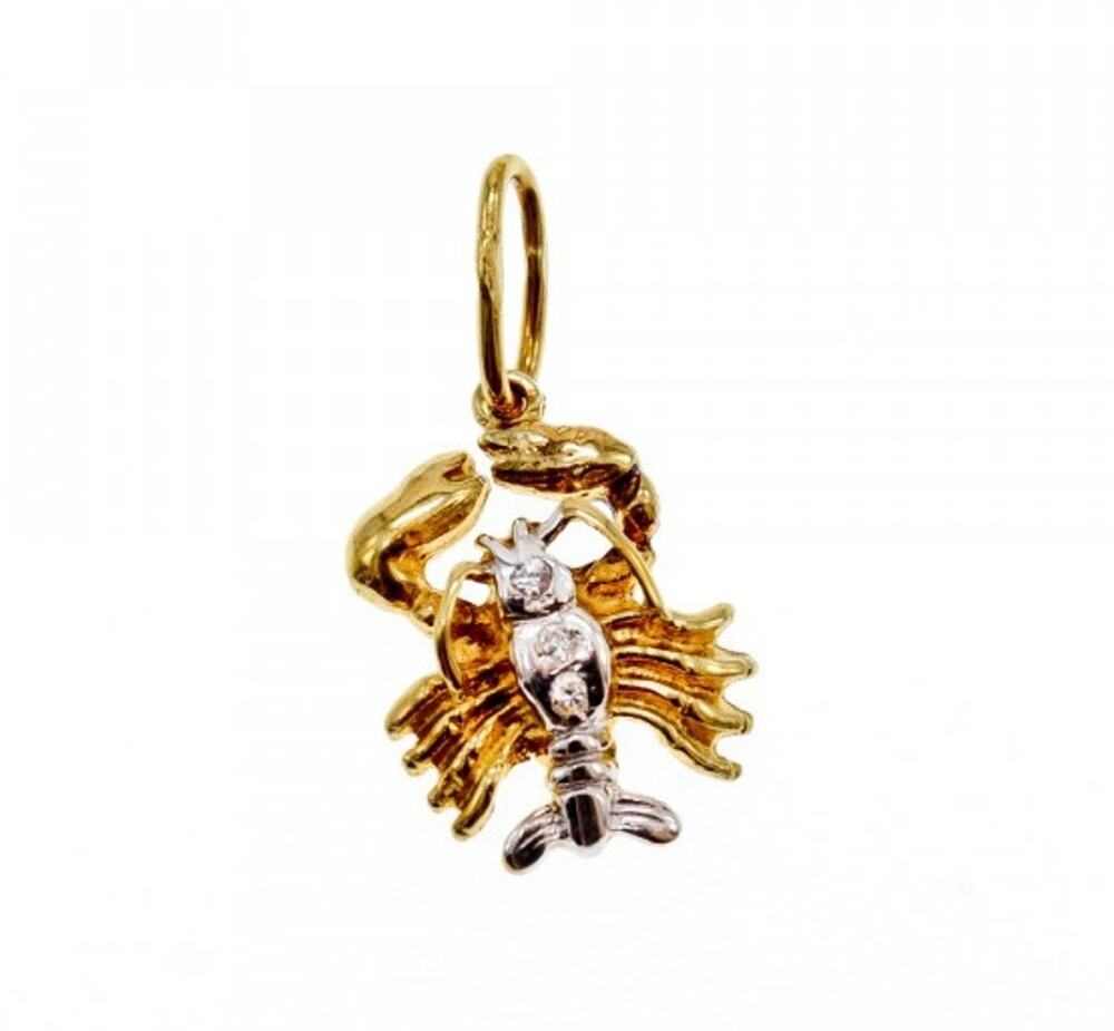 14K Yellow & White Gold Cancer Pendant